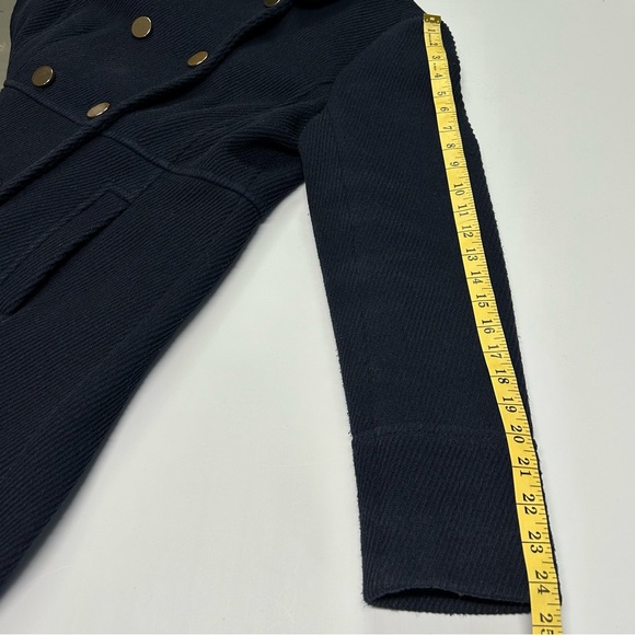 Loft Womens Pea Coat Size 10 Wool Blend Corduroy Pockets Classic Preppy Navy - Picture 10 of 11